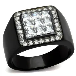 Mens Black Stainless Steel Cubic Zirconia Rings Style No.