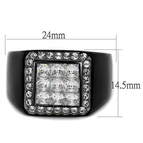 Mens Black Stainless Steel Cubic Zirconia Rings Style No.