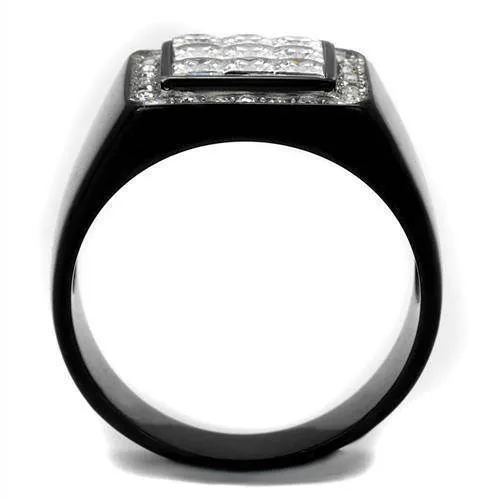 Mens Black Stainless Steel Cubic Zirconia Rings Style No.