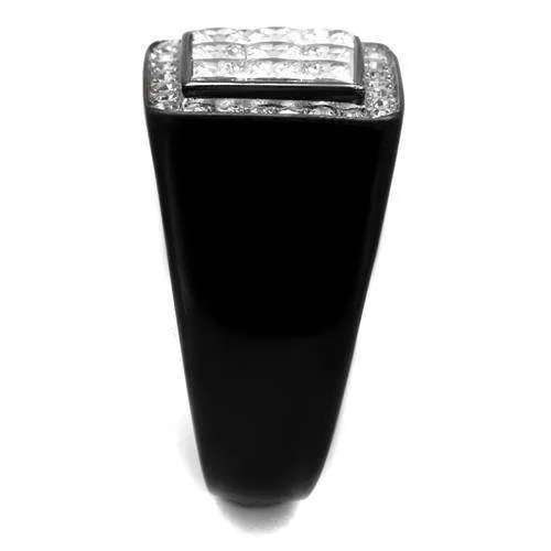 Mens Black Stainless Steel Cubic Zirconia Rings Style No.