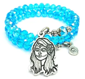 Modern Calavera Sea Siren Ocean Glass Wrap Bracelet