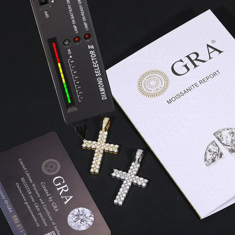 Moissanite S925 Double Row Cross Pendant