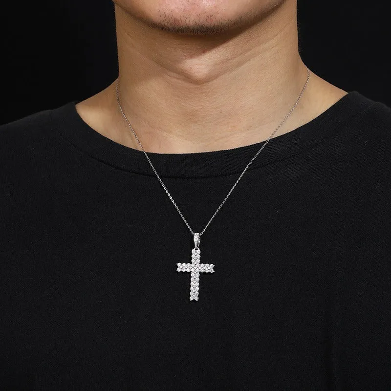 Moissanite S925 Double Row Cross Pendant