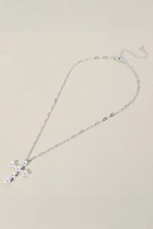 Mother's Favorite Silver Flower Cross