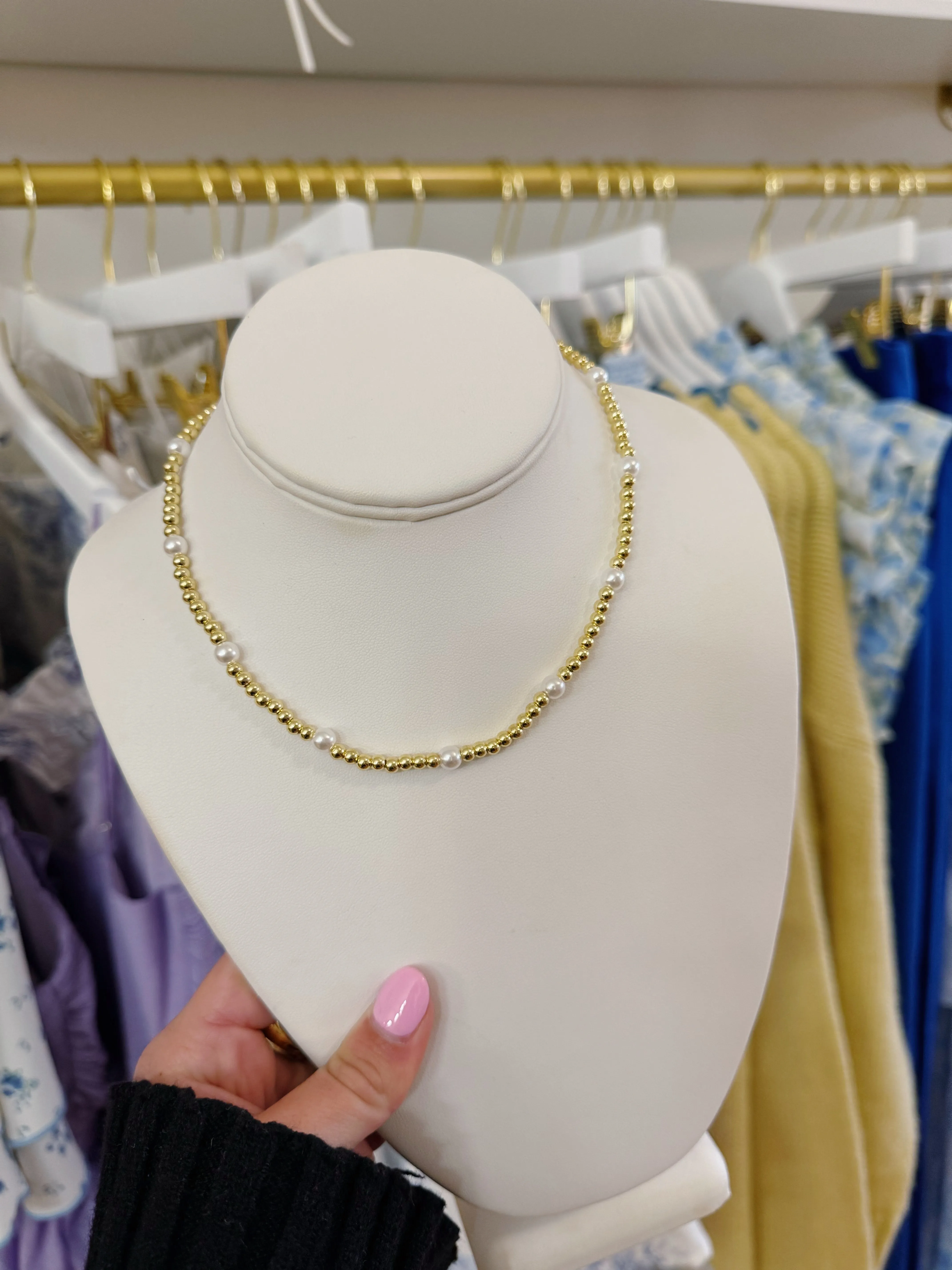 Natasha Necklace - Gold & Pearl