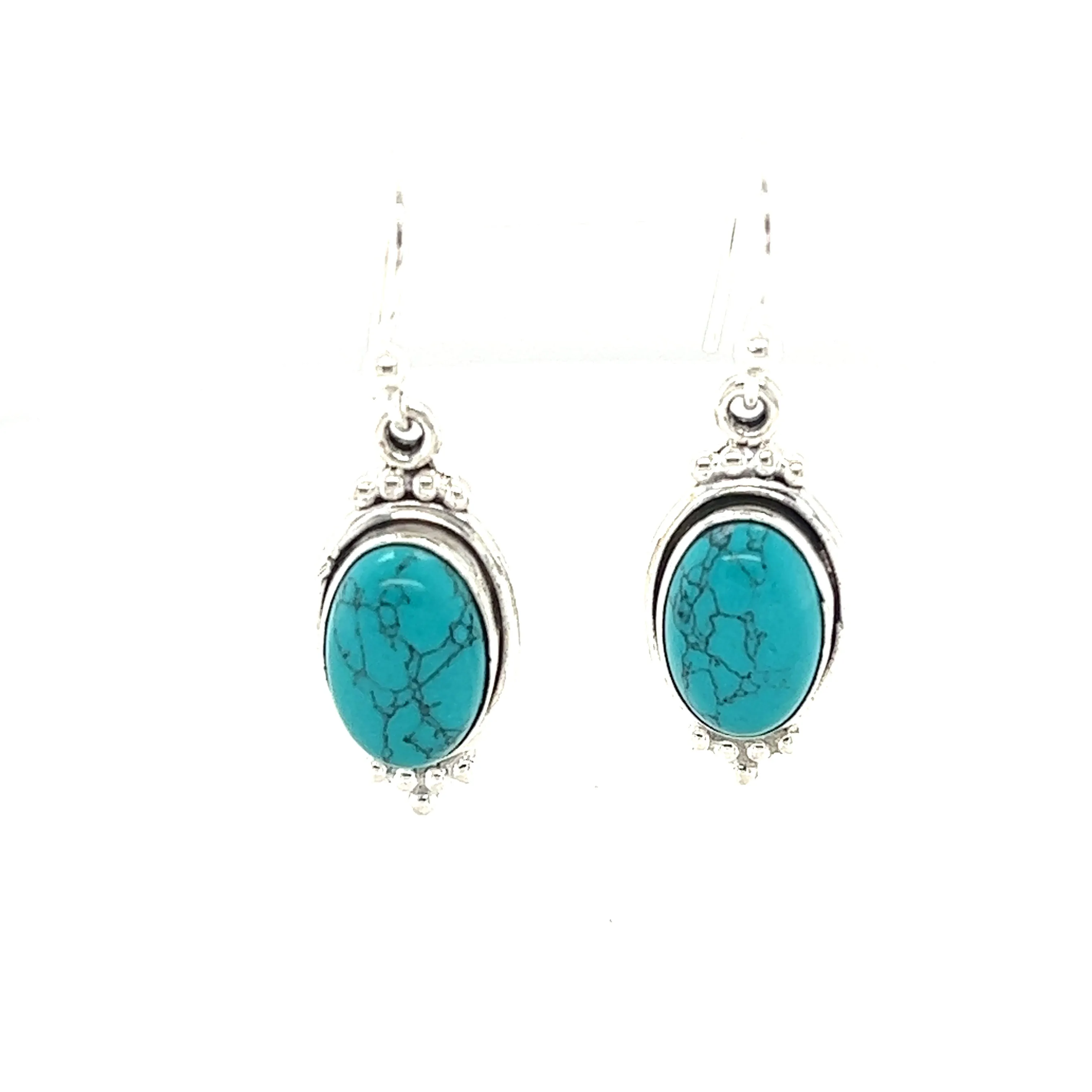 Natural Gemstone Earrings with a Raised Oval Setting