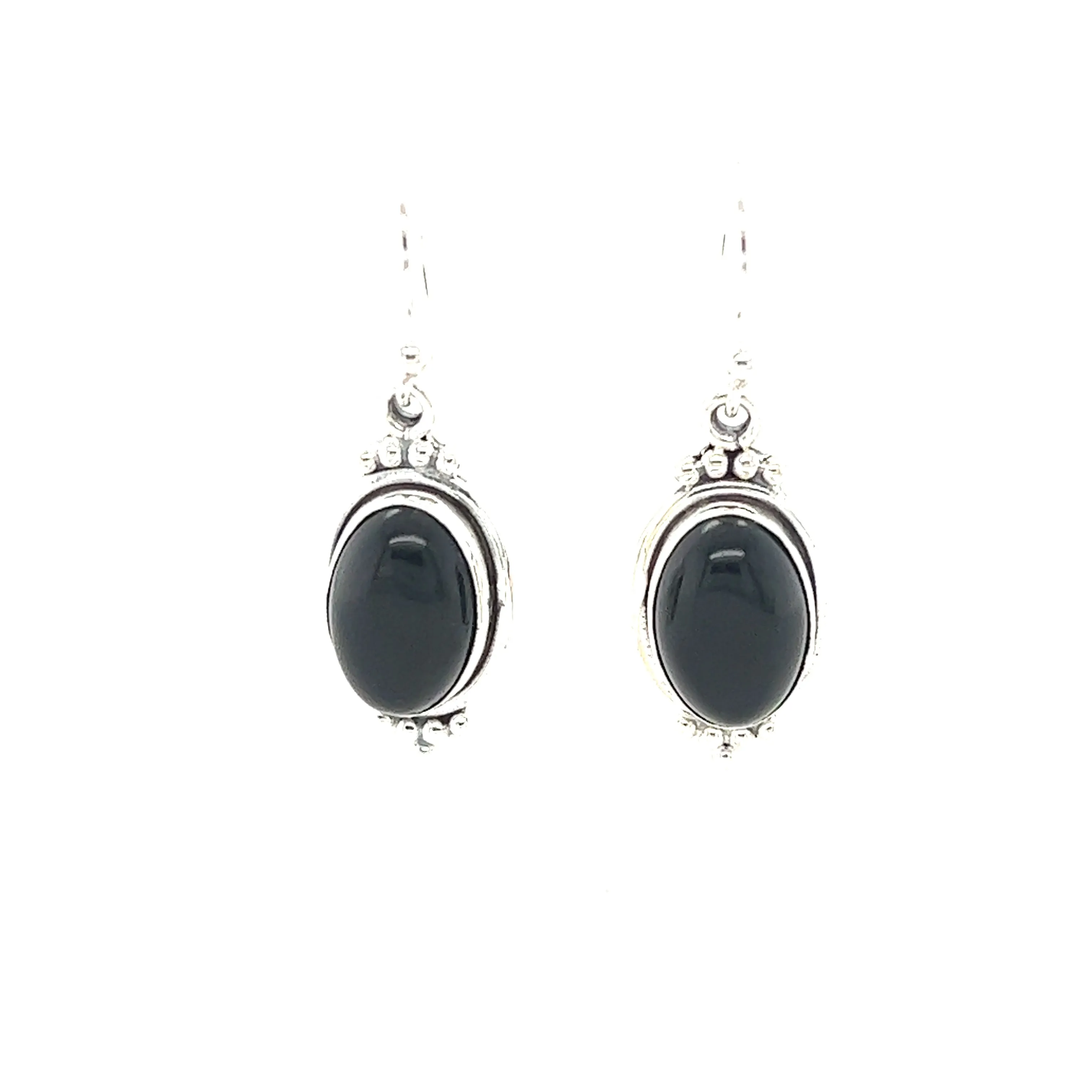 Natural Gemstone Earrings with a Raised Oval Setting