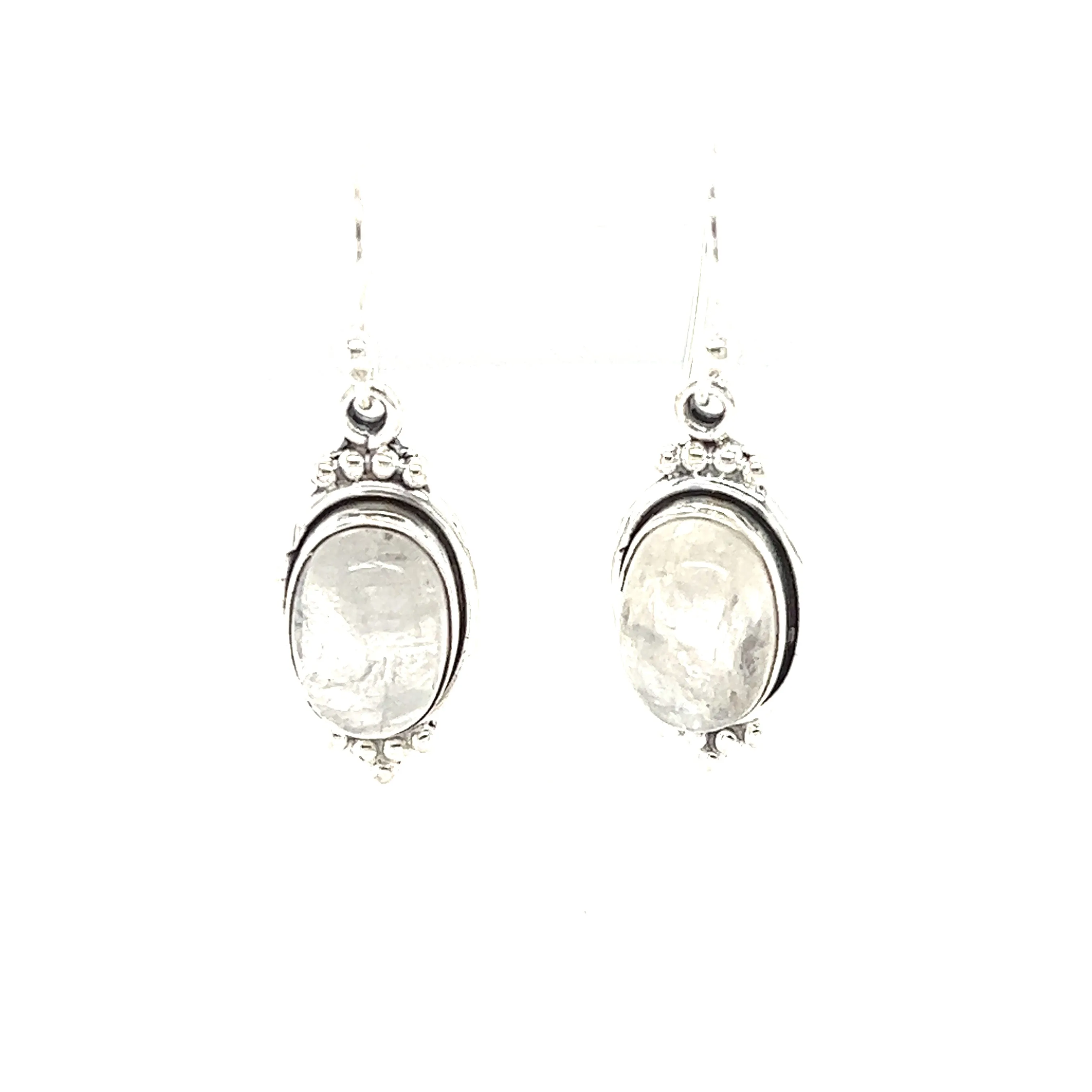 Natural Gemstone Earrings with a Raised Oval Setting