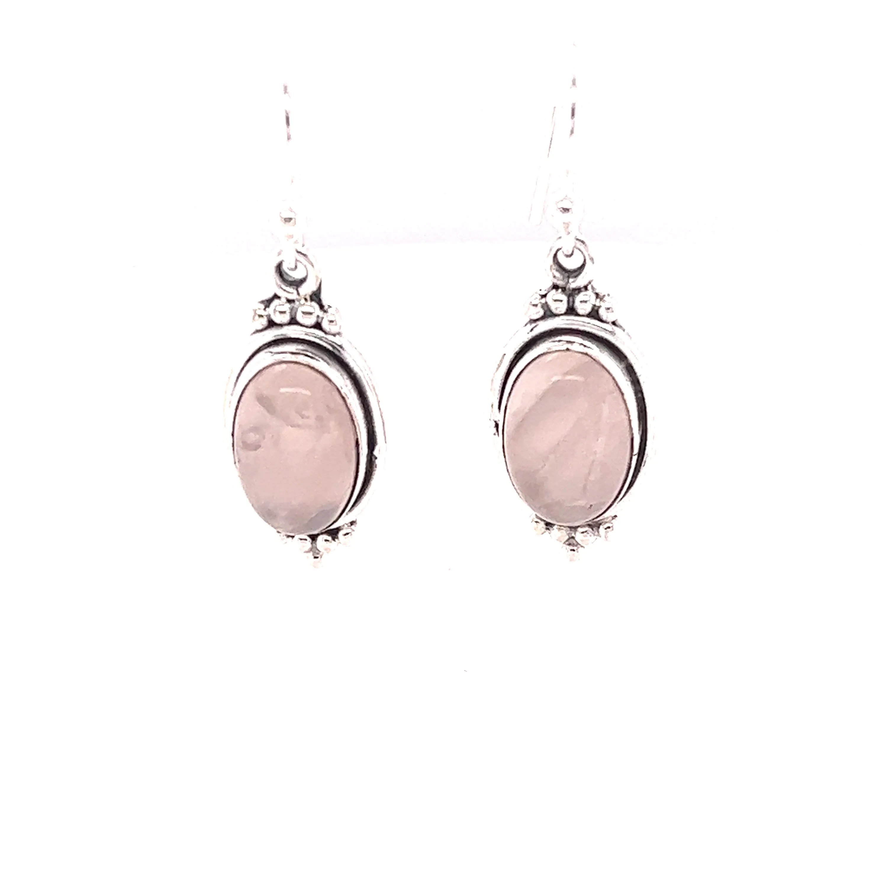 Natural Gemstone Earrings with a Raised Oval Setting
