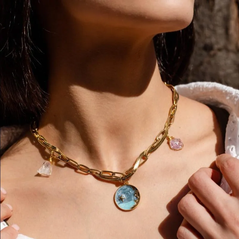 Necklace Thick 3 chains / 3 charms