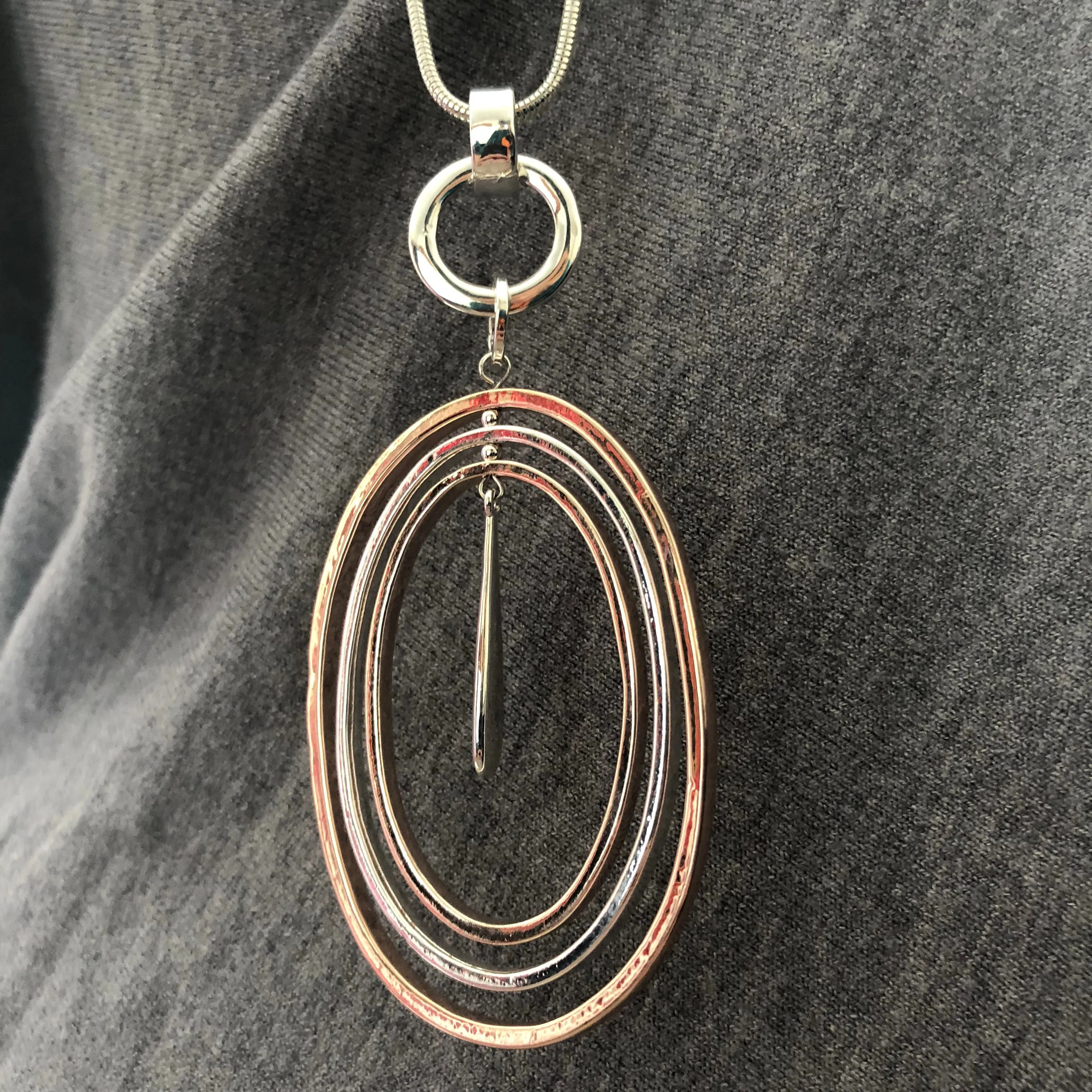 Nestled Pendant in Rose Gold & Silver Necklace