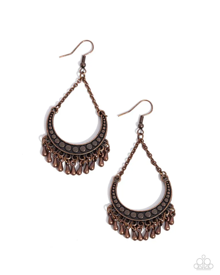 Paparazzi Earring ~ Melodic Moons - Copper