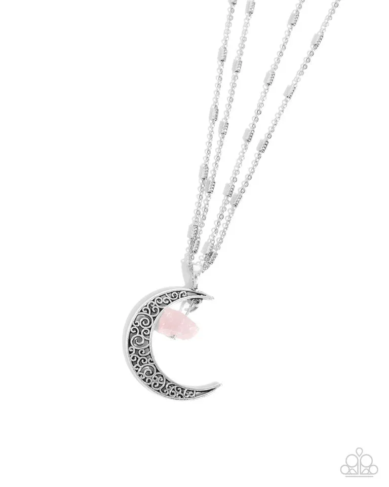 Paparazzi Necklace ~ Crescent Charm - Pink