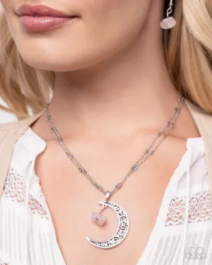 Paparazzi Necklace ~ Crescent Charm - Pink
