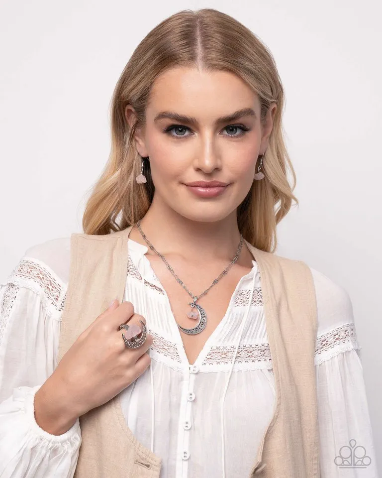 Paparazzi Necklace ~ Crescent Charm - Pink