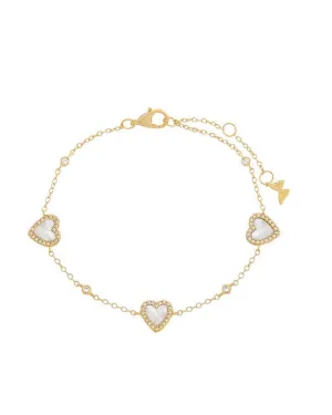 Pave Multi Heart Stone Bracelet Mother of Pearl One Size | Mother of Pearl