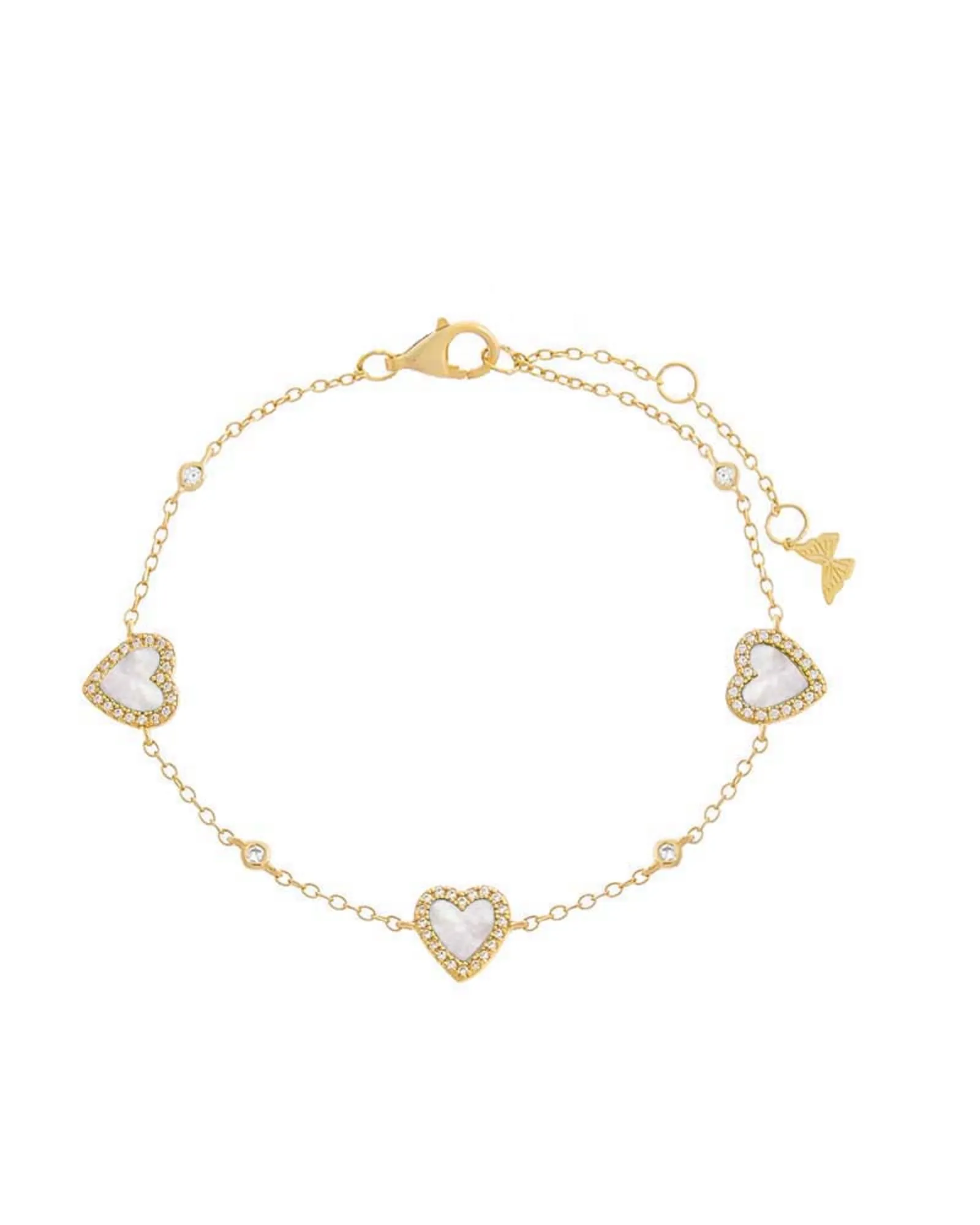 Pave Multi Heart Stone Bracelet Mother of Pearl One Size | Mother of Pearl