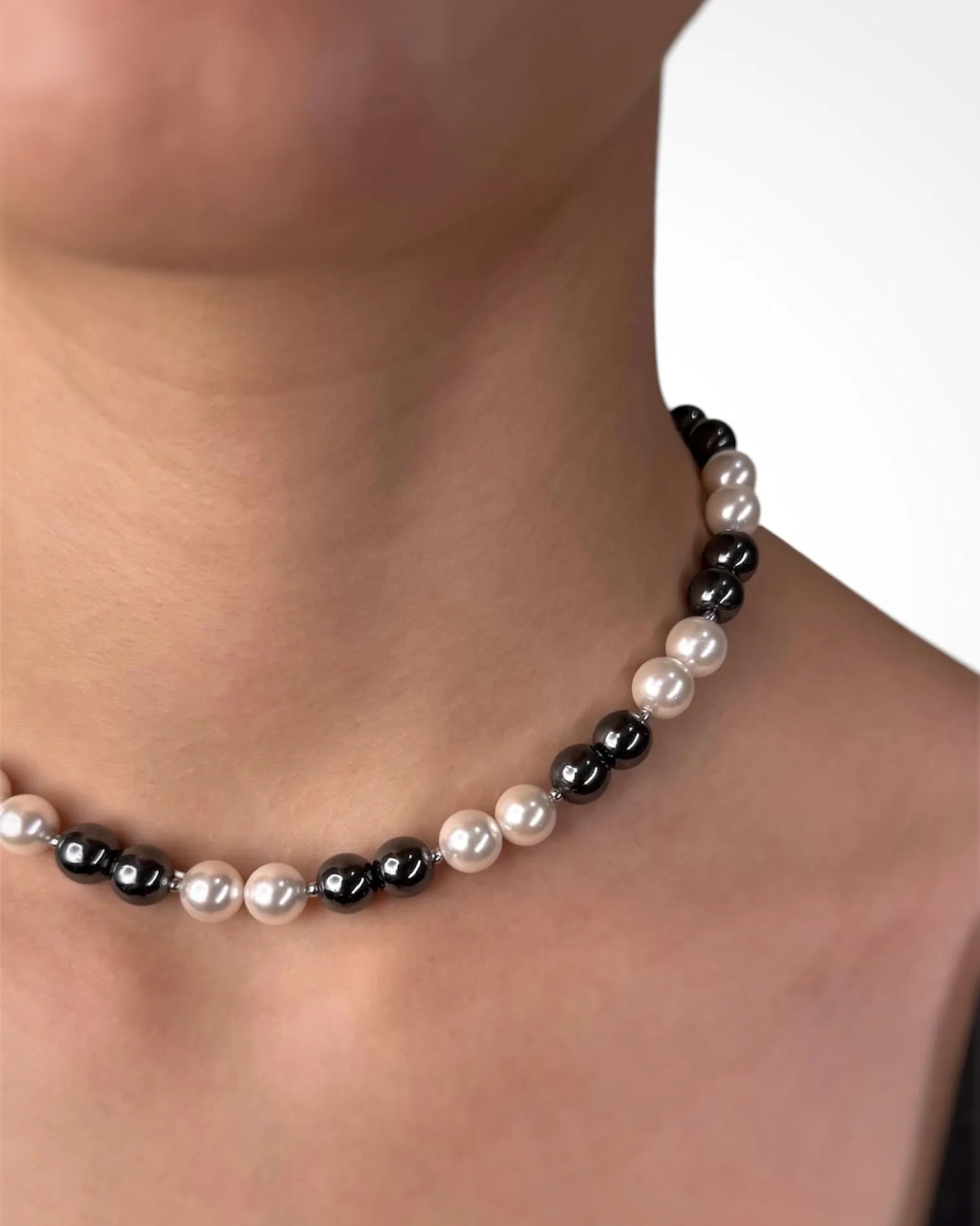 PEARL & HEMATITE NECKLACE