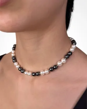 PEARL & HEMATITE NECKLACE