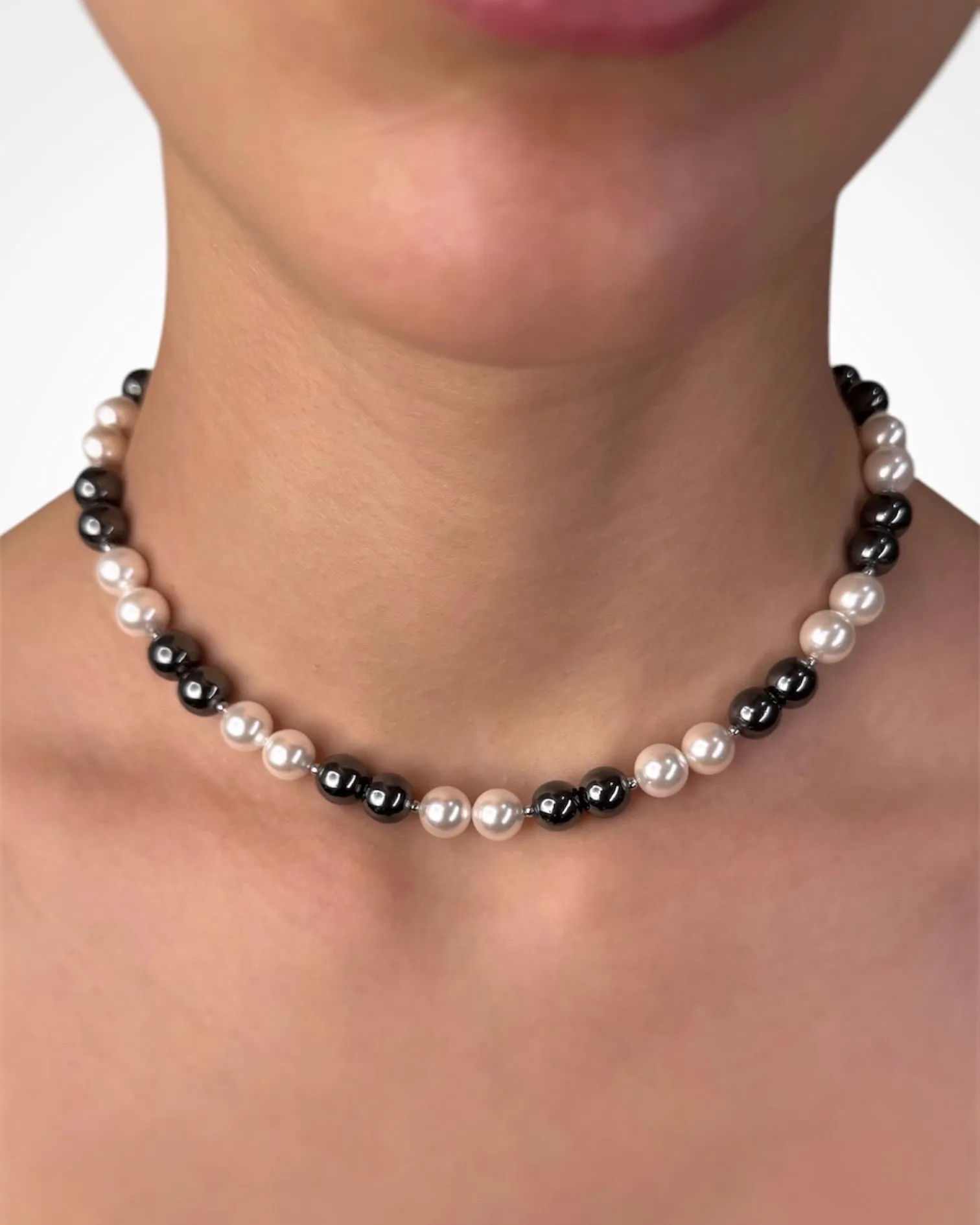PEARL & HEMATITE NECKLACE