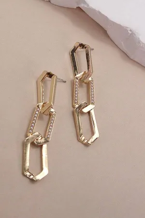 PEARL EMBELLISHED LINK DROP EARRINGS