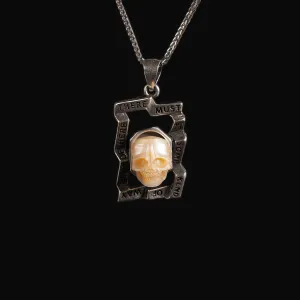 Pearl Skull Unique Square Inscription Engraved Necklace