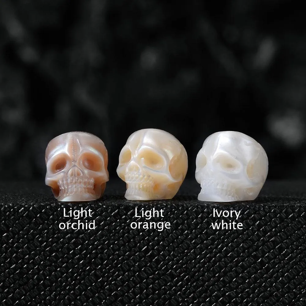 Pearl Skull Unique Square Inscription Engraved Necklace