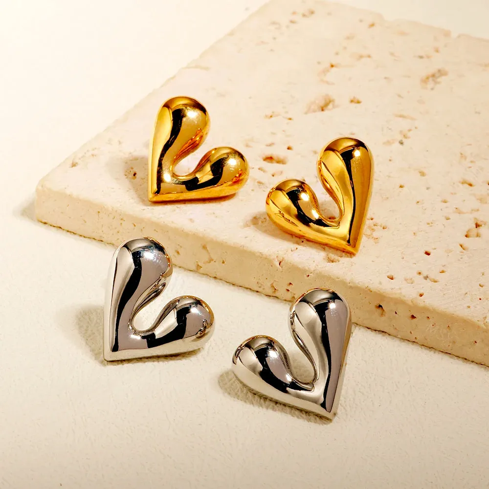 Personalized Liquid Heart Earrings Simple Charm Jewelry