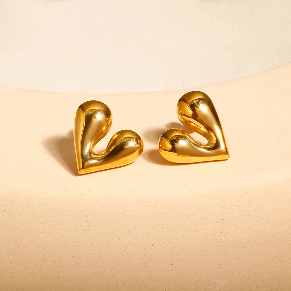 Personalized Liquid Heart Earrings Simple Charm Jewelry
