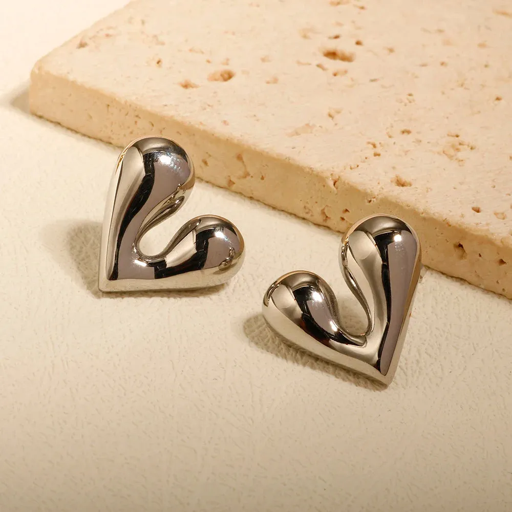 Personalized Liquid Heart Earrings Simple Charm Jewelry