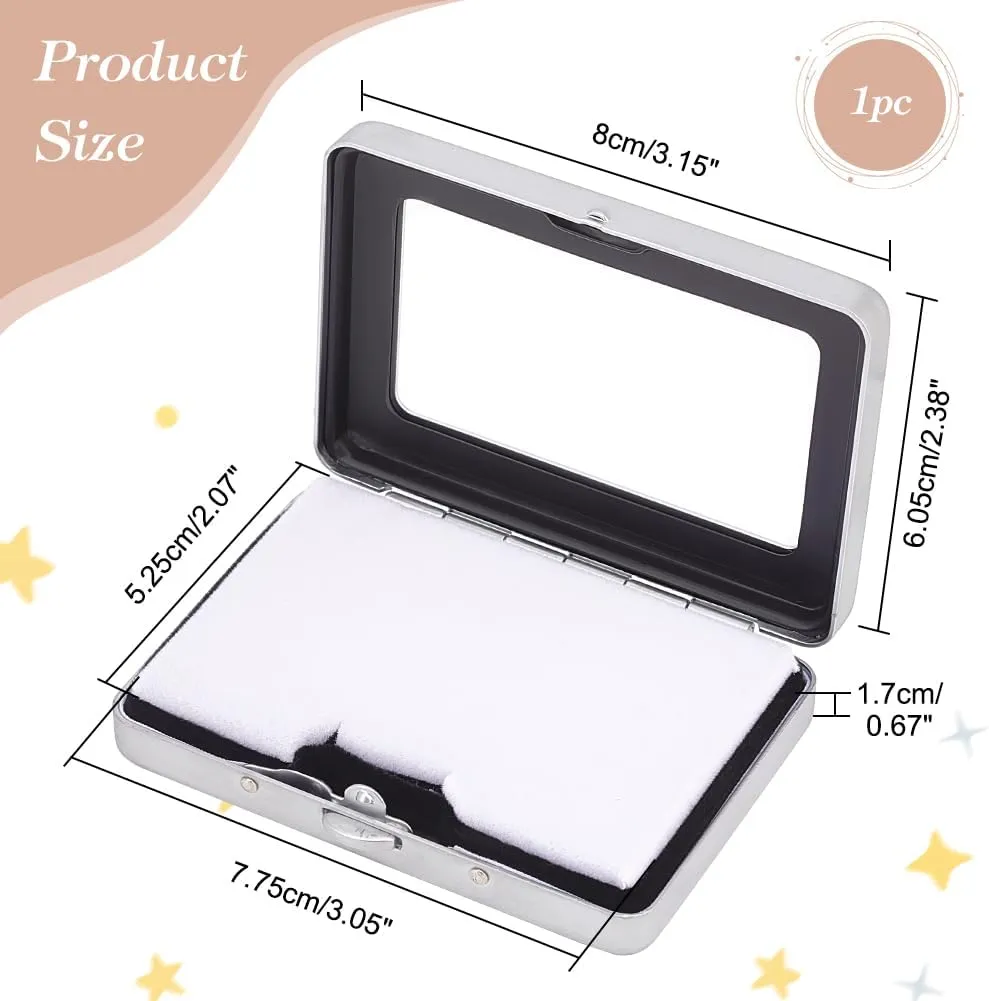 PH PandaHall Loose Diamond or Gemstone Display Box, Platinum Jewelry Box Container with Clasp Lids and Sponge Show Case Storage Box Holder for Gems Coins Jewelry Displaying, 2.38x3.15x0.67 Inch