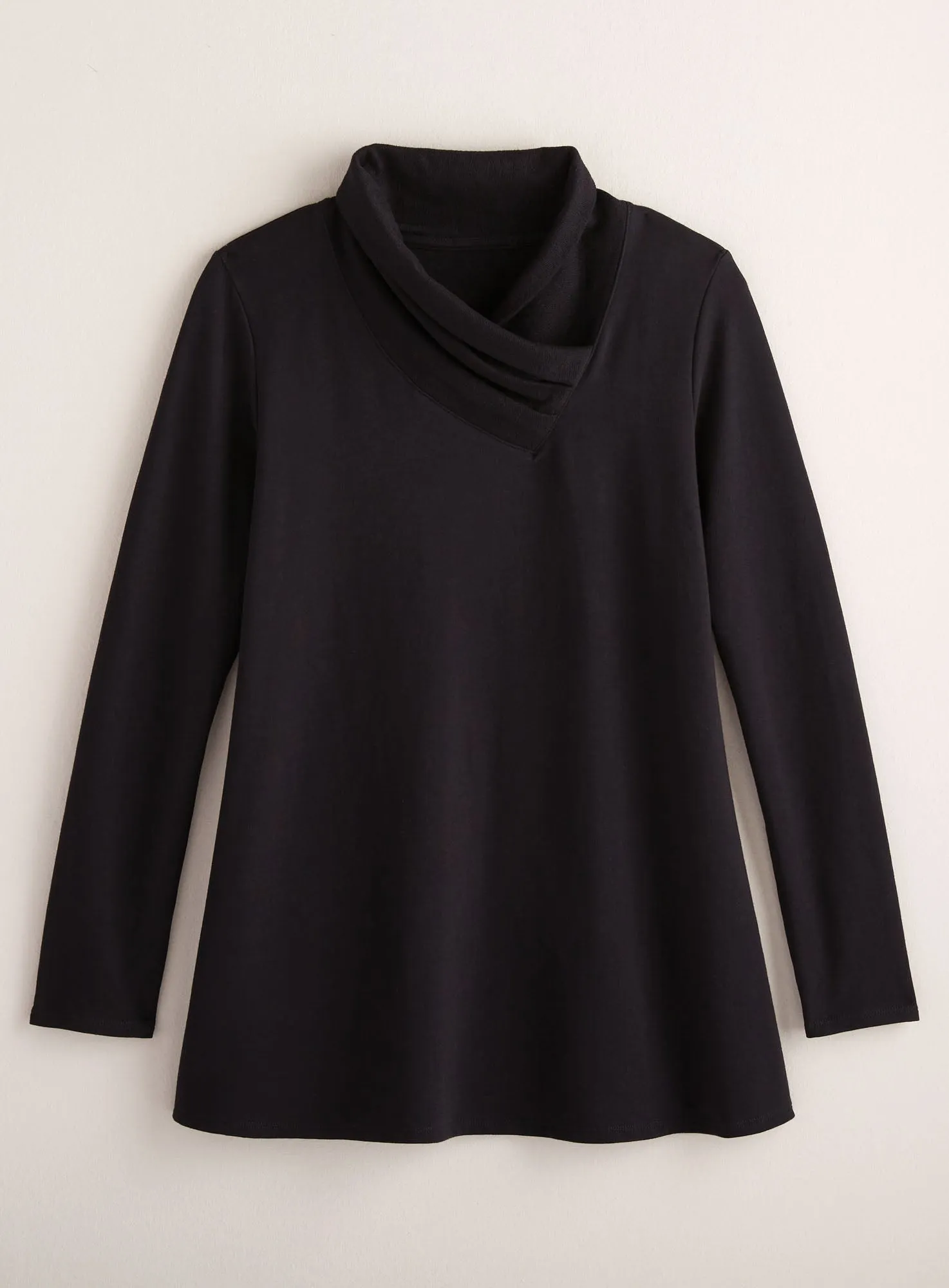 Pleated Crossover Collar Top