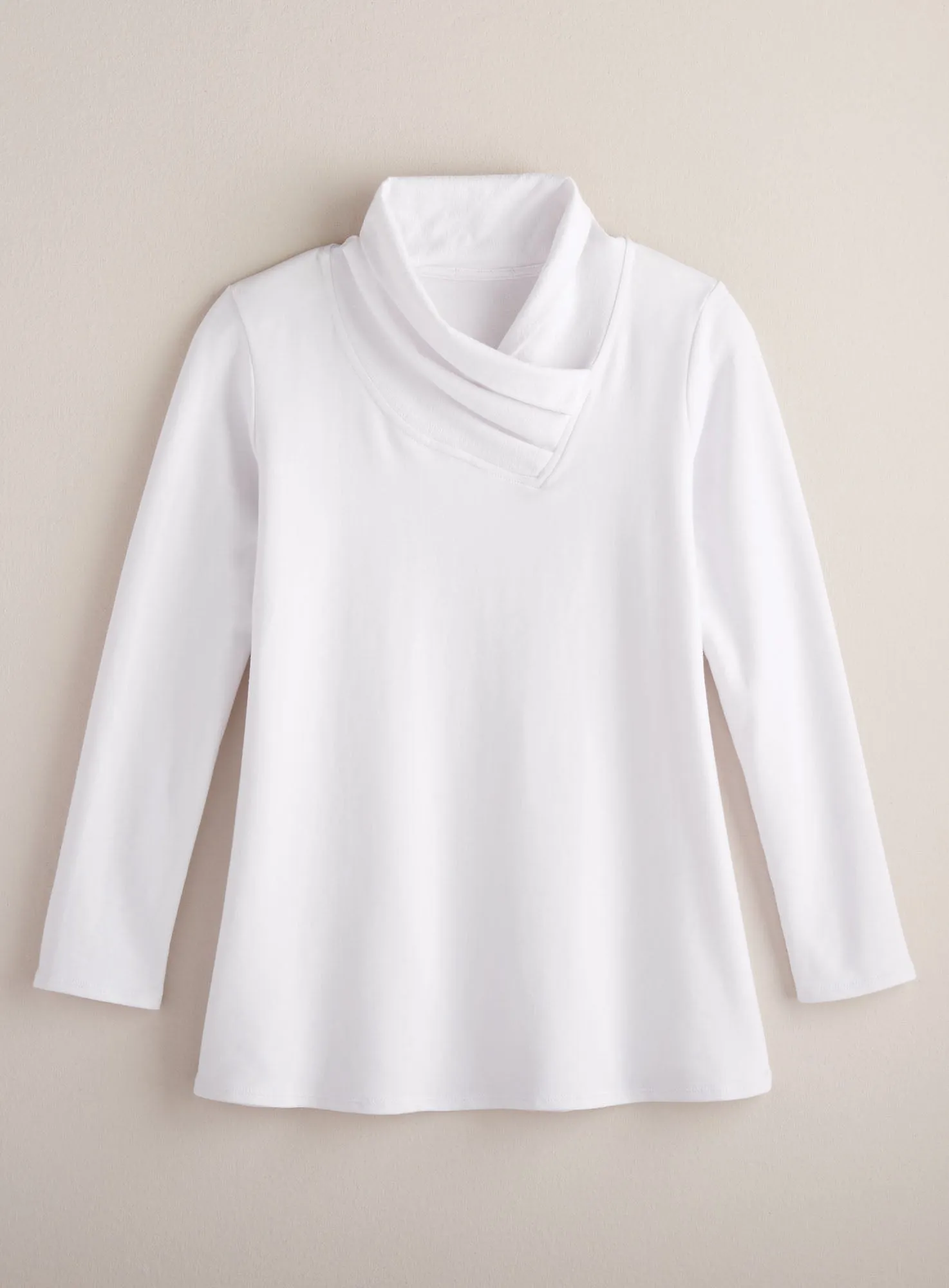 Pleated Crossover Collar Top