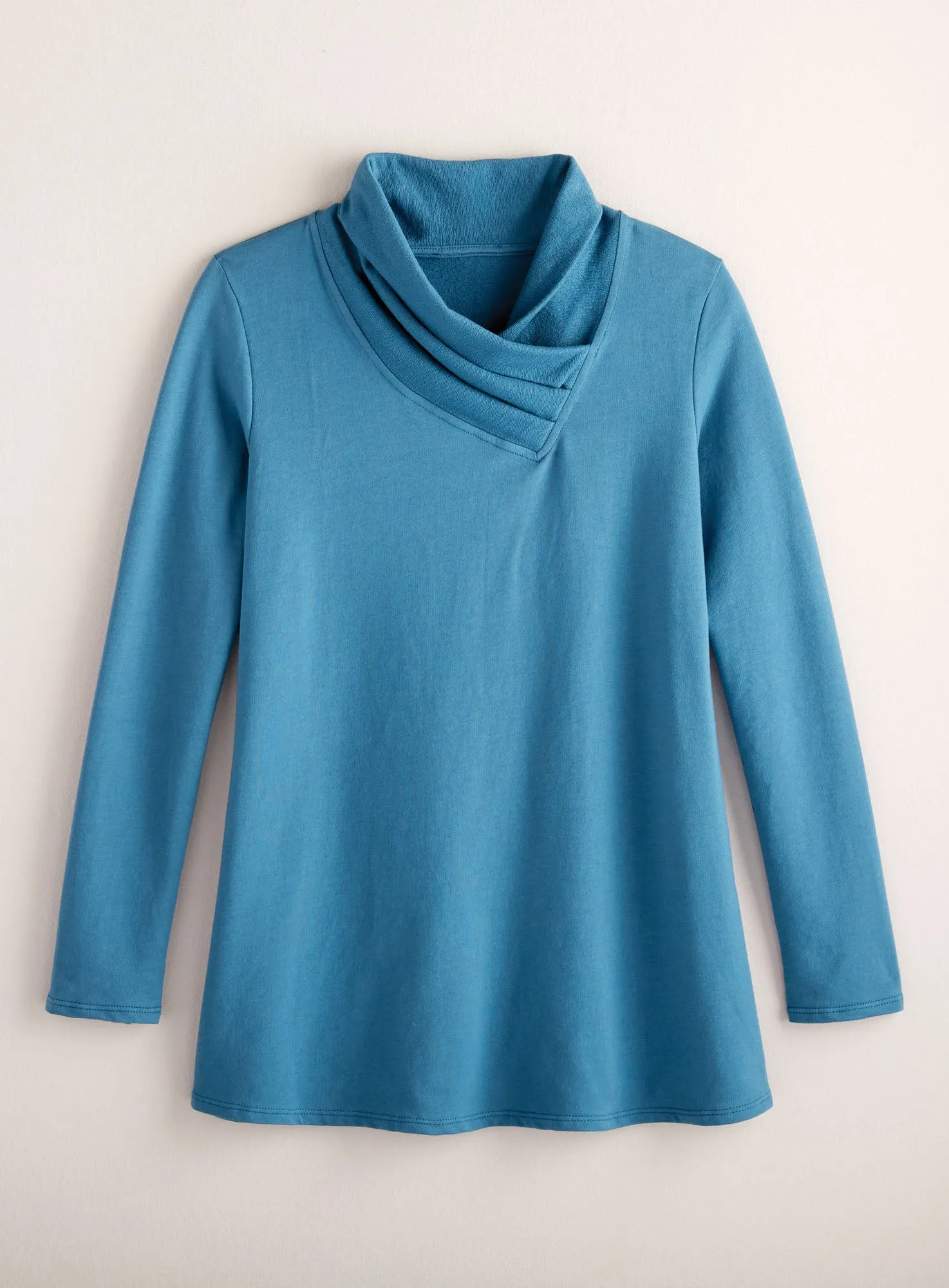 Pleated Crossover Collar Top