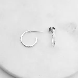 Polished Sterling Silver CZ Pave Hoop Earrings