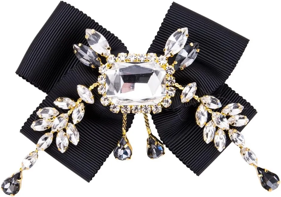 Rhinestone Bow brooches pins for Women Men Bow Tie pretie Brooch Pin Shirt Bowtie Jabot Collar for Men's Shirt Party (BV14)