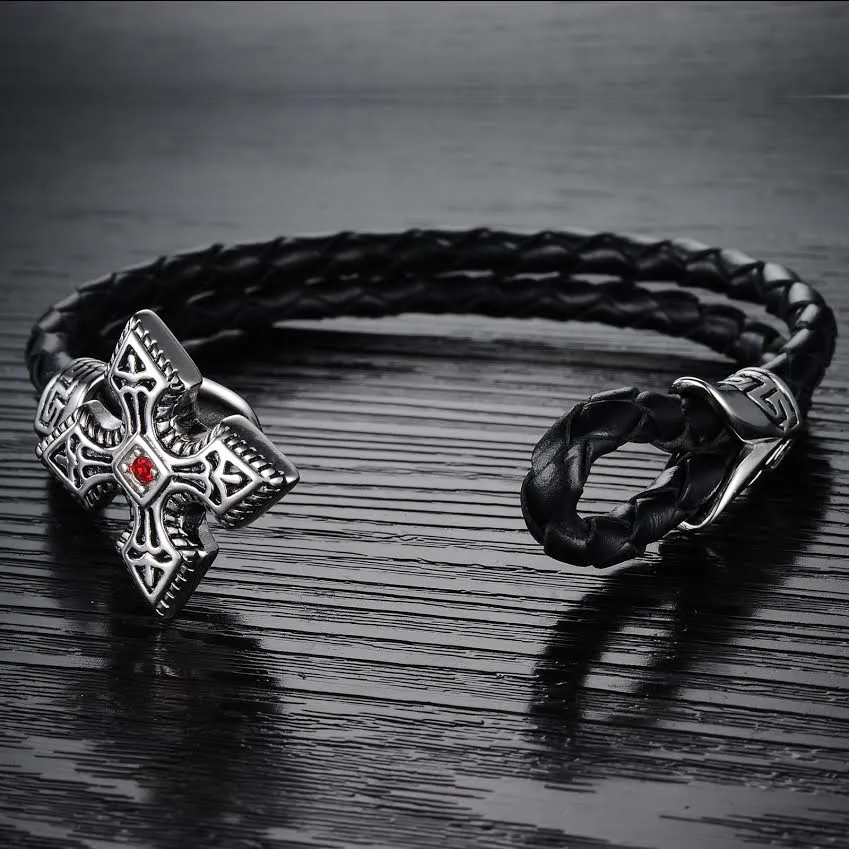 Ruby Cross Men's Bracelet