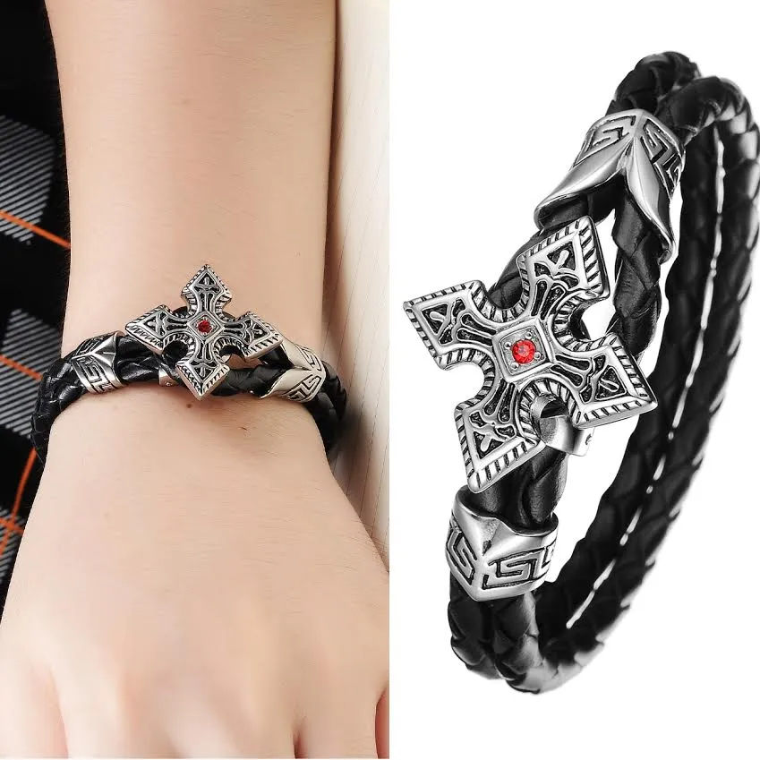 Ruby Cross Men's Bracelet