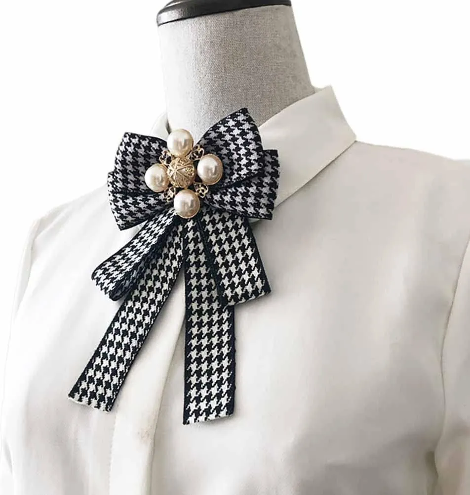 Sadiyamo Crystal Bowknot Pre Tied BowTie Collar Neck Bow Brooch Pins Bow Tie Brooch Pins