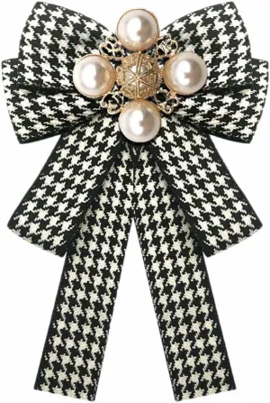 Sadiyamo Crystal Bowknot Pre Tied BowTie Collar Neck Bow Brooch Pins Bow Tie Brooch Pins