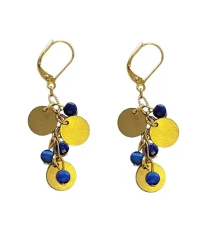 Seva Gold Plated Drop Earrings With Faceted Lapis