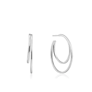 Silver Crescent Hoop Earrings