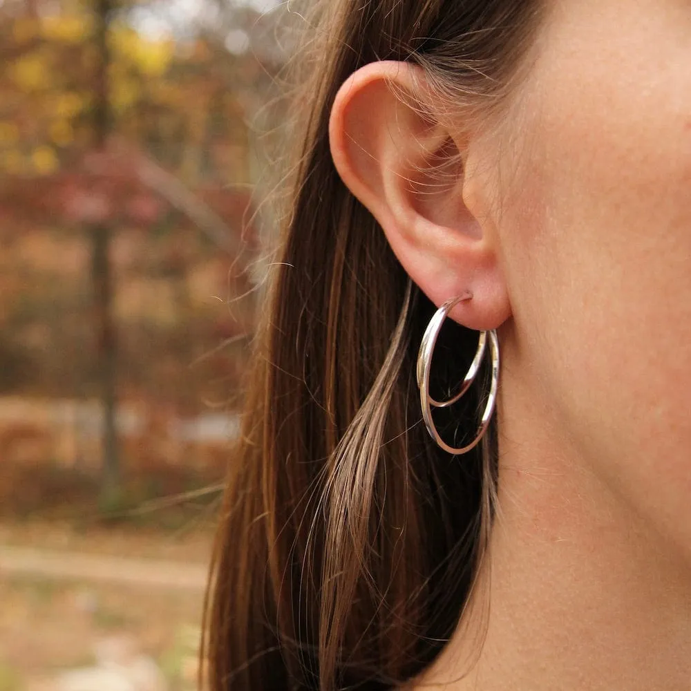 Silver Crescent Hoop Earrings