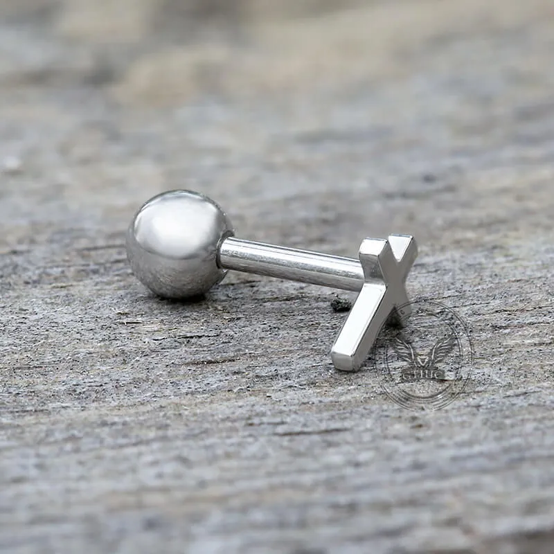 Simple Cross Stainless Steel Screw Back Earrings