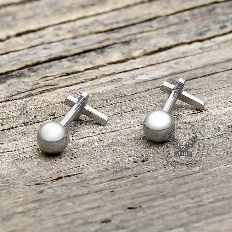 Simple Cross Stainless Steel Screw Back Earrings