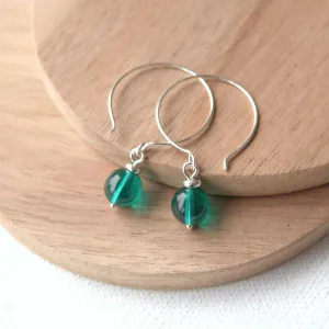 Simple Emerald Green Hoop Earrings