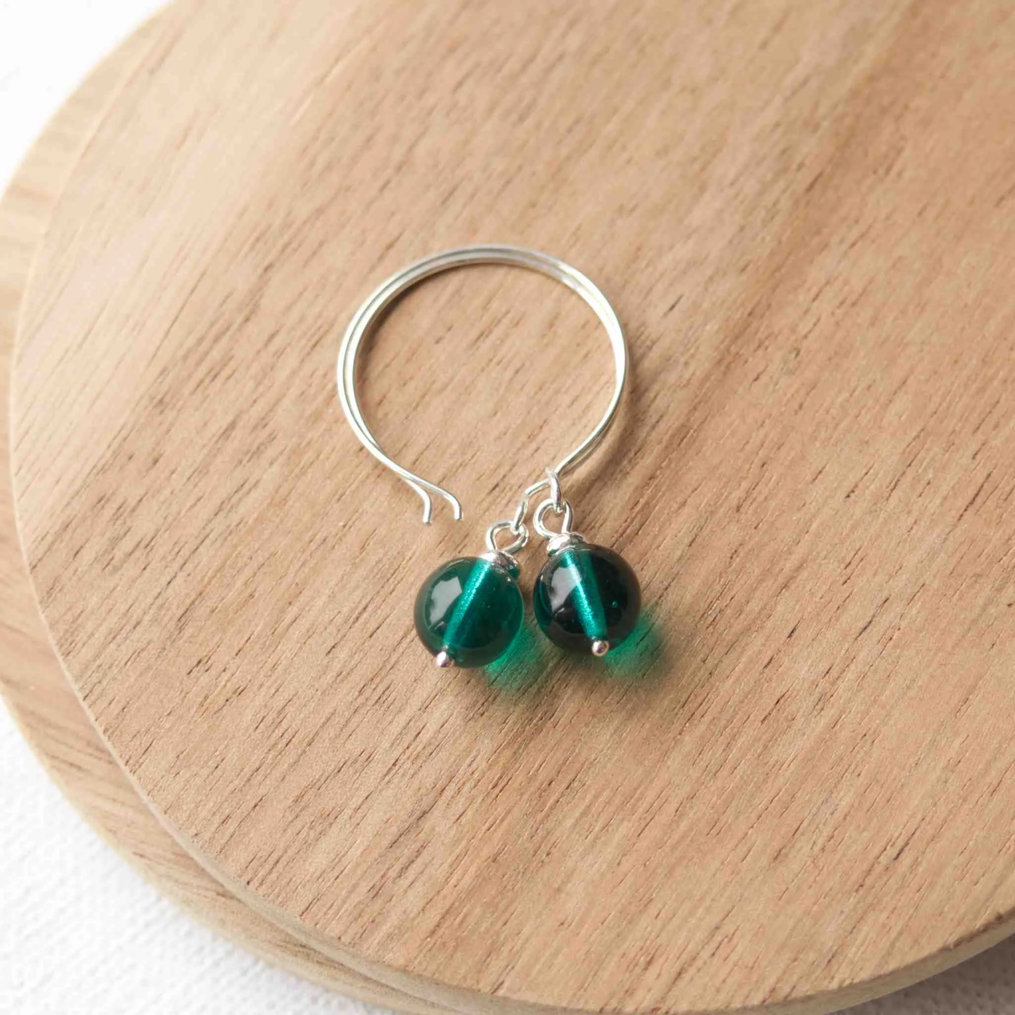 Simple Emerald Green Hoop Earrings