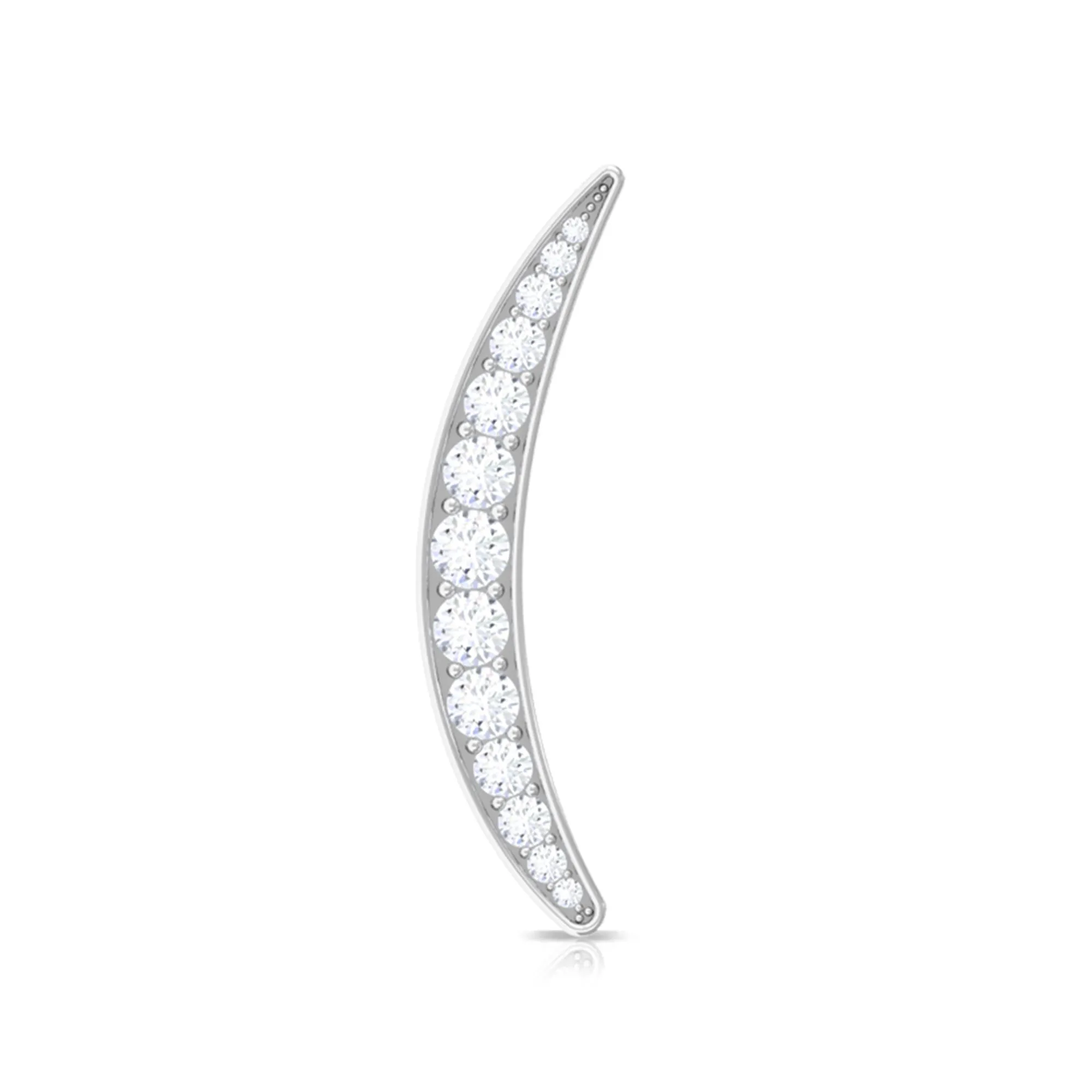 Simple Moissanite Curved Crawler Earring for Cartilage Piercing