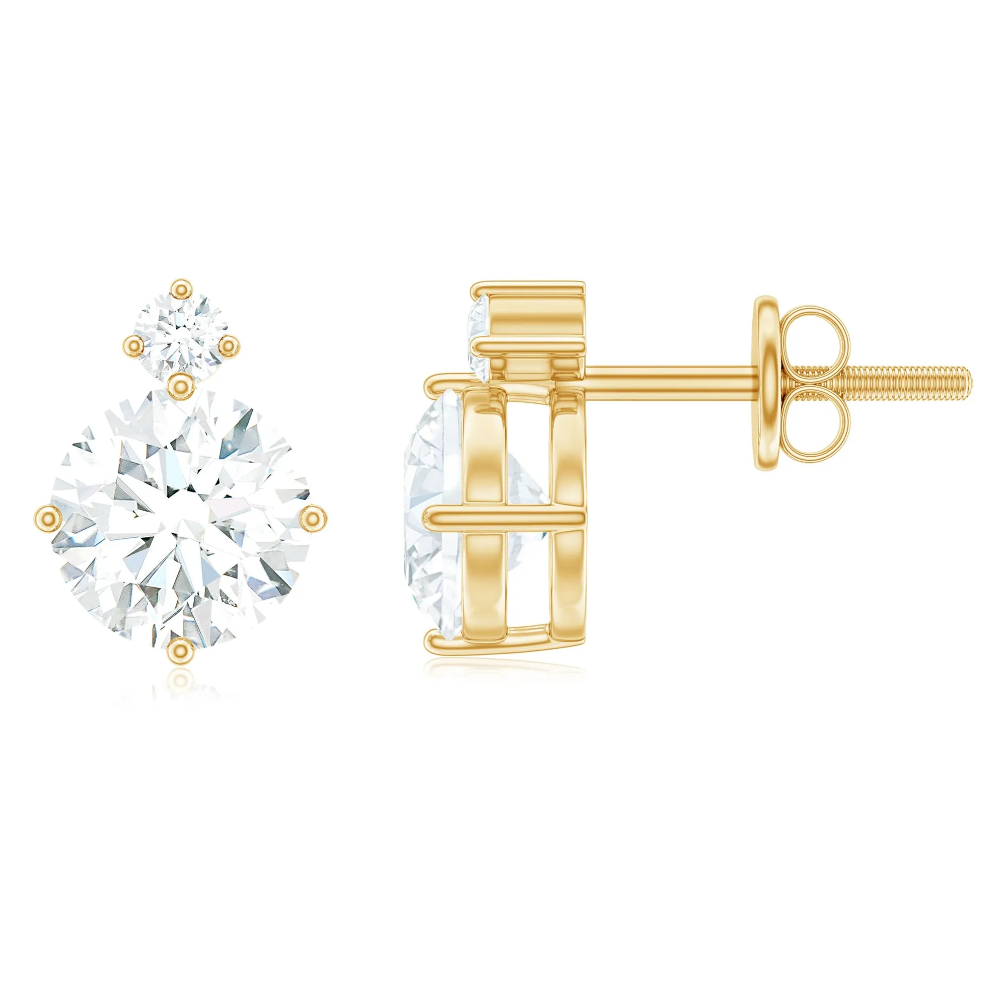 Simple Round Moissanite Solitaire Stud Earrings