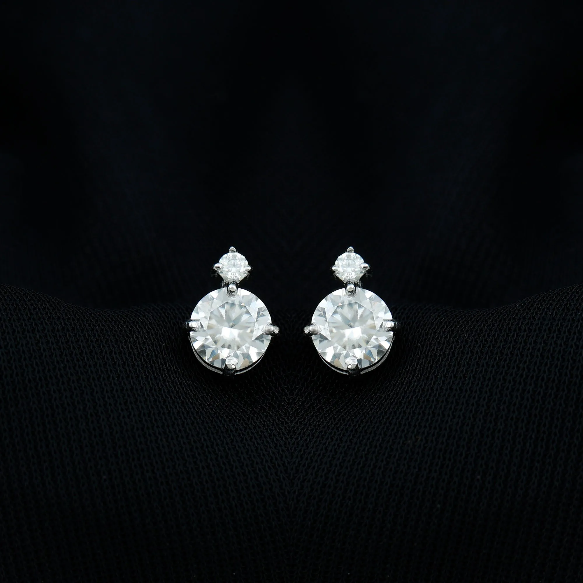 Simple Round Moissanite Solitaire Stud Earrings